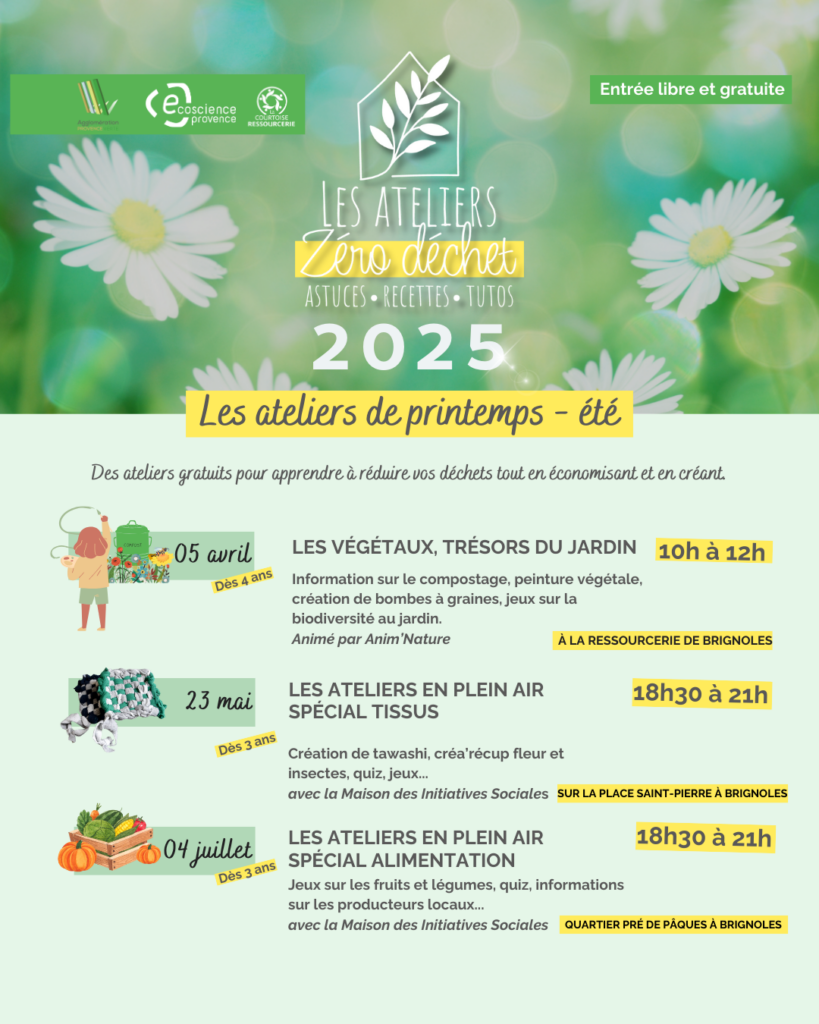 Atelier zéro déchet programme printemps été Brignoles